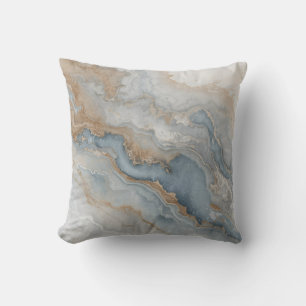 Coussin Gris Bleu Poussiéreux Beige Marron Abstrait 40cm