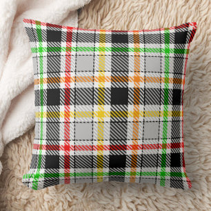 Coussin Gris cendré noir flanelle carreaux tartan multicol