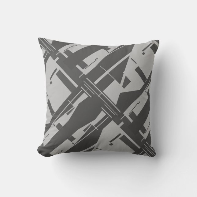 Coussin Gris Charbon Diagonal Art Design Abstrait (Recto)