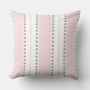 Coussin Gris clair rose pâle Gris blanc Pois rayures  