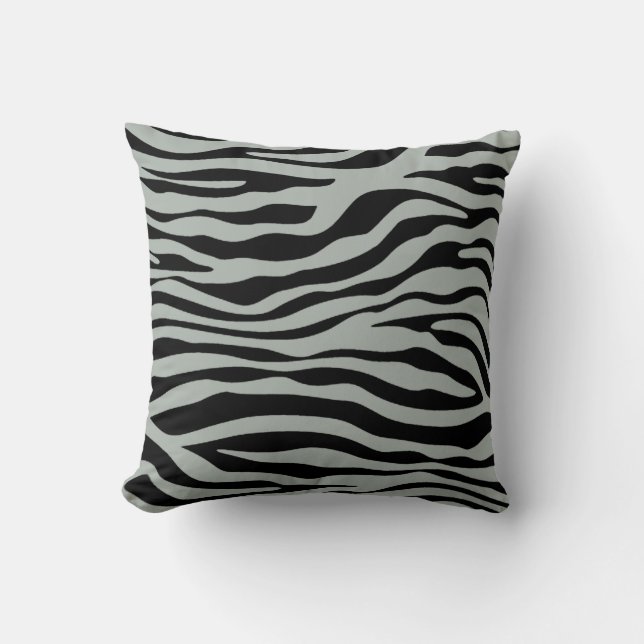 Coussin Gris de cendre ; Poster de animal de zèbre gris et (Recto)