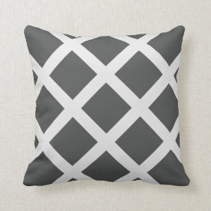 Coussin Gris de charbon moderne et blanc Crises croisées r