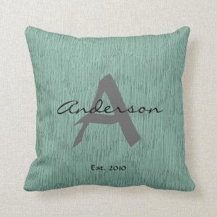 Coussin Gris de noir sur Teal, customisé année nommée