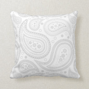 Coussin Gris de Paisley sur le carreau blanc