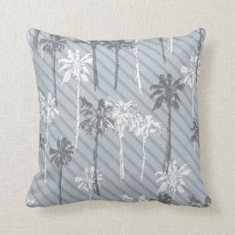 Coussin Gris de plage et palmier blanc Motif à la pilule