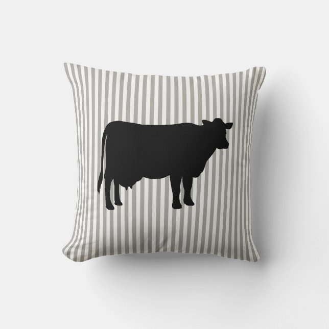 Coussin Gris de vache noire Farmhouse Jeu d'oreiller (Recto)