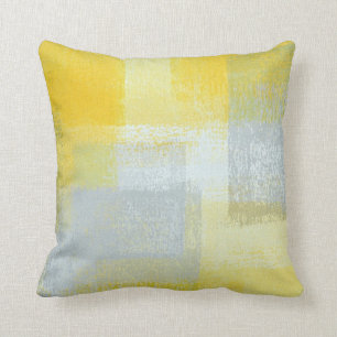 Coussin gris et jaune "à long terme" d'art
