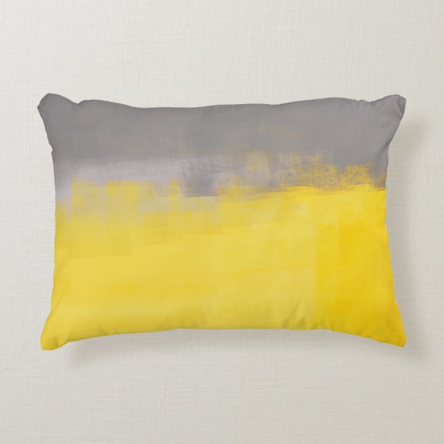 coussin gris et jaune "A Simple Abstrait" (Devant)