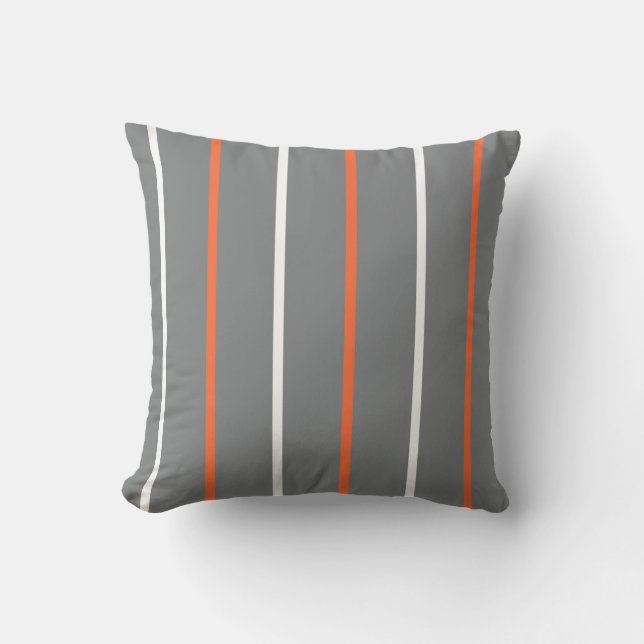 Coussin Gris et Orange mince bandes verticales  (Recto)