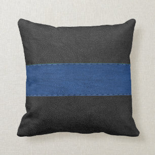 Coussin Gris foncé et bleu en cuir pointu