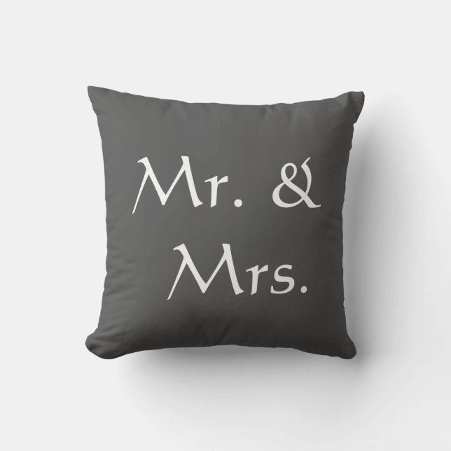 Coussin Gris-foncé rustique de M. et de Mme Wedding | (Recto)