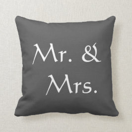 Coussin Gris-foncé rustique de M. et de Mme Wedding |