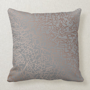 Coussin Gris géométrique de motif d'or rose élégant