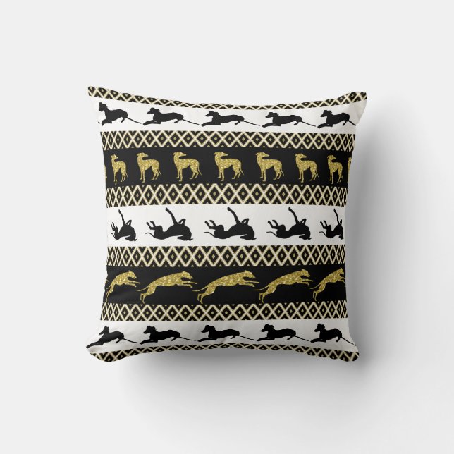 Coussin Gris Greyt Gryhound Monochrome et diamants d'or (Recto)