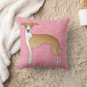 Coussin Gris Italien Blanc Et Faune Sur Coeurs Rose