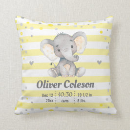 Coussin Gris Jaune Rayé Elephant Bébé Statistiques Nursery