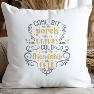 Coussin Gris Jaune Venez Vous Asseoir Sur La Terrasse Flor