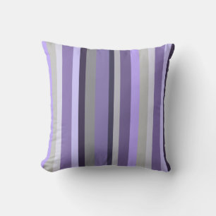 Coussin Gris Lavande Violet Rayé Vertical