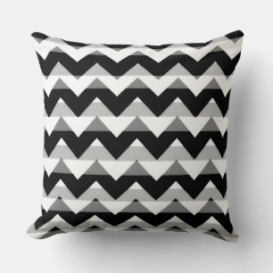 Coussin Gris noir blanc Chevron Zigzag