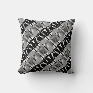 Coussin Gris noir blanc incliné Abstrait petit carreaux Mo