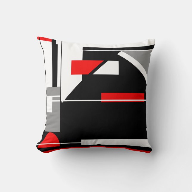 Coussin Gris Noir Rouge Blanc Blanc Nautique Apparence Abs (Recto)