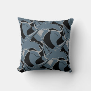 Coussin Gris noir sur ardoise Bleu ardoise Cercles d'art M