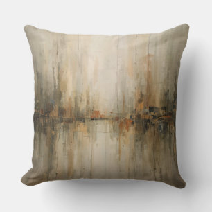 Coussin Gris olive maussade Ambre Orange brûlé Noir Abstra