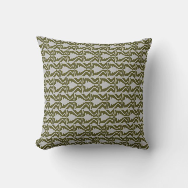 Coussin Gris Olive Petit son Abstrait Vague Art Motif (Recto)