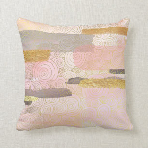 Coussin Gris or et rose clair