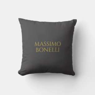 Coussin Gris & Or Moderne Minimaliste Élégant Votre Nom