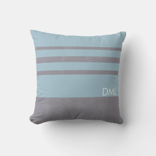 Coussin Gris pierre tons bleus chauds motif rayures 