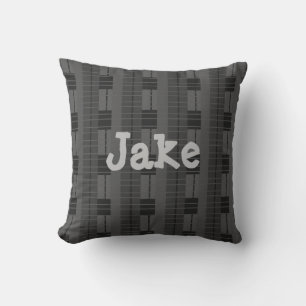 Coussin Gris Plaid Monogrammé