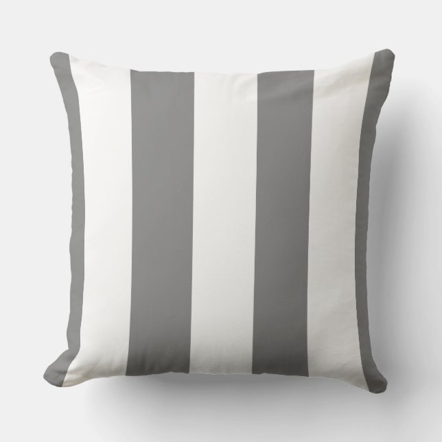 Coussin Gris rayé et blanc intérieur (Recto)