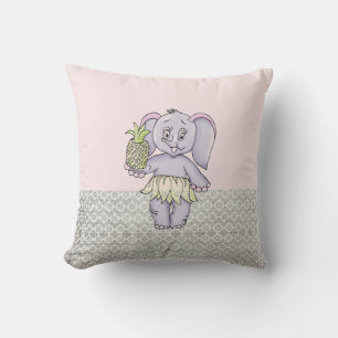 Coussin Gris rose Eléphant Girl Moderne bébé pour enfants