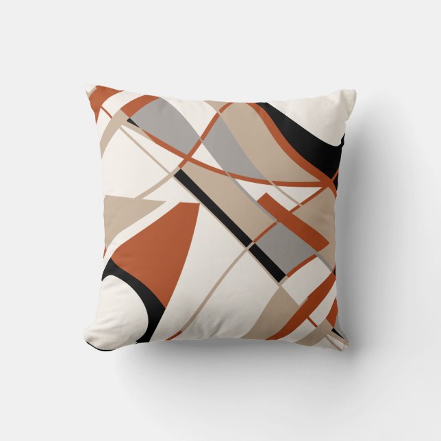 Coussin Gris rouille Taupe Noir Blanc Gras Abstrait inclin (Recto)
