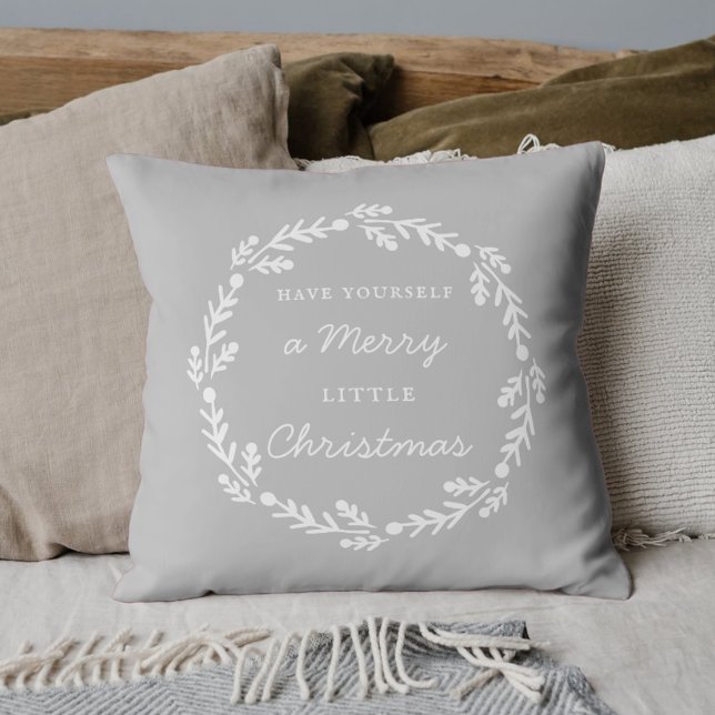 Coussin Gris Rustique Joyeux Petit Noël (Créateur téléchargé)