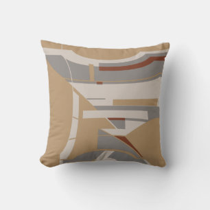 Coussin Gris Taupe Brun Méditerranéen Géométrique Abstrait