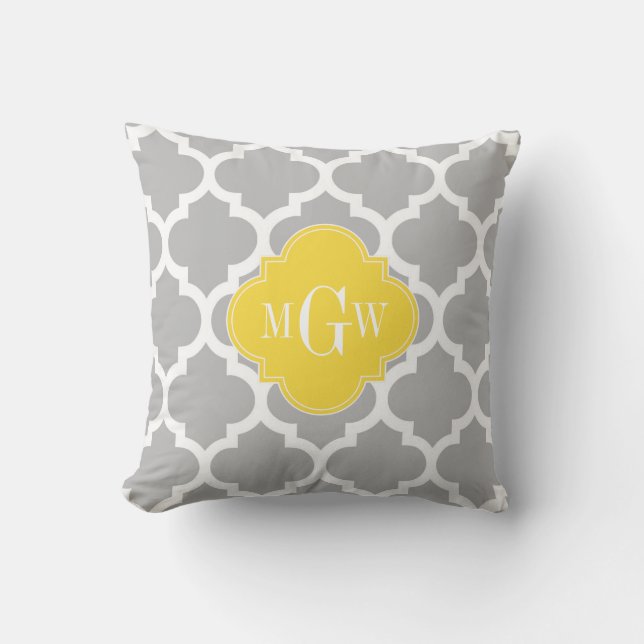 Coussin Gris Whats Marocain #5 Ananas 3 Monogramme initial (Recto)