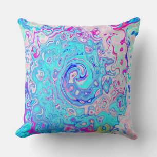 Coussin Groovy Abstrait Rétro Tourbillon Bleu Œuf de Robin