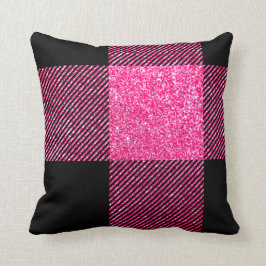 Coussin Gros noir et Faux Hot Pink Parties scintillant Buf