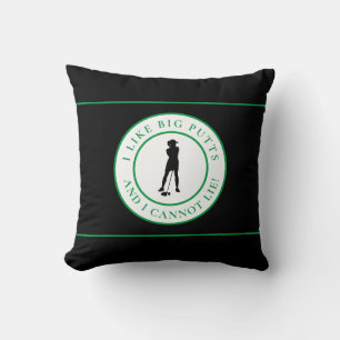 Coussin Gros Putt Drôle Dame Golf Moderne Noir Vert Mignon