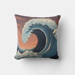 Coussin Grosse vague de tsunami