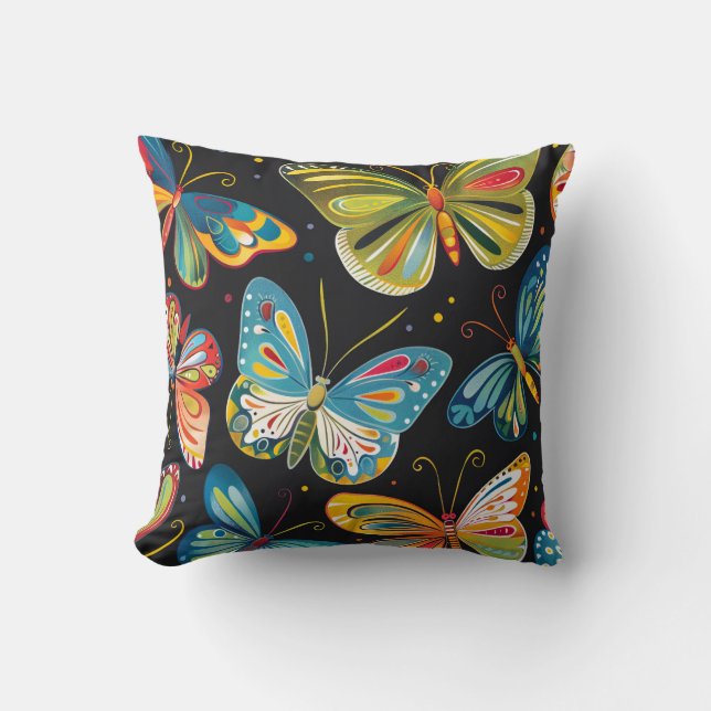 Coussin Grosses papillons Arrière - plans foncés Jeu d'ore (Recto)