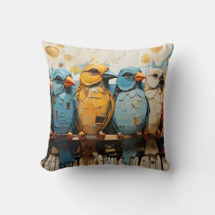 Coussin Groupe De Peinture D'Oiseaux Colorés