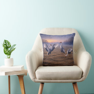 Coussin Grues couronnées en hiver -