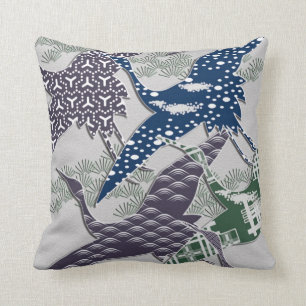 Coussin Grues japonaises de textile