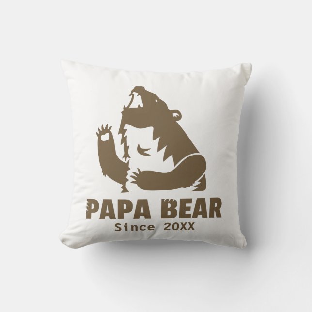 Coussin Grumpy Brown Papa Ours Année de la paternité (Recto)