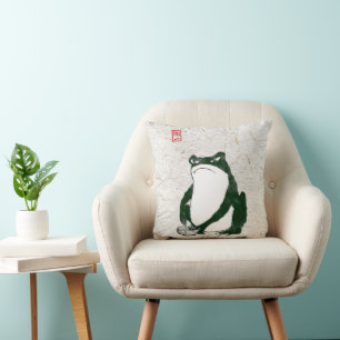Coussin Grumpy Grenouille japonaise crapaud 19ème siècle
