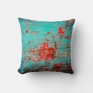 Coussin Grunge arrière - plan de turquoise. Boucles, frott