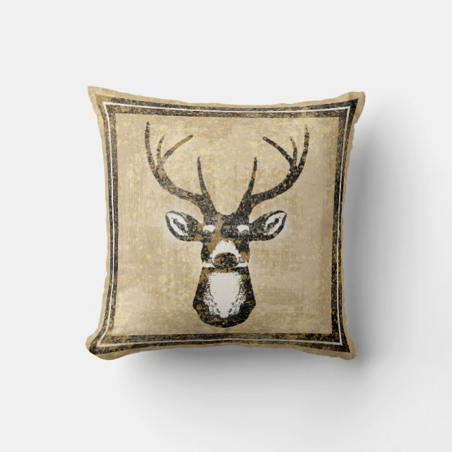Coussin grunge de cerfs communs de mâle de Camo de (Recto)